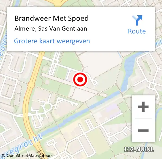 Locatie op kaart van de 112 melding: Brandweer Met Spoed Naar Almere, Sas Van Gentlaan op 4 juni 2016 22:29