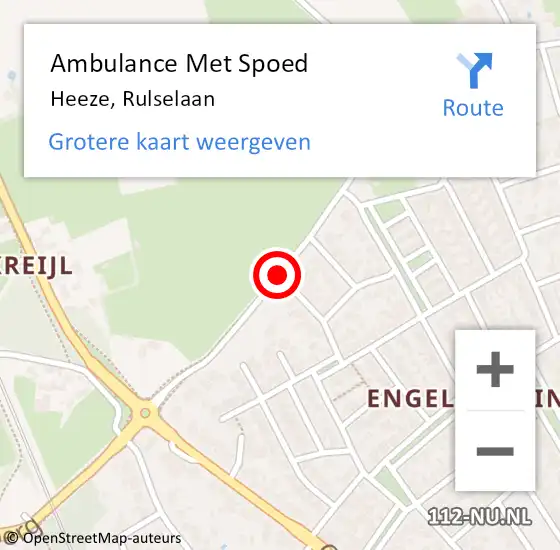 Locatie op kaart van de 112 melding: Ambulance Met Spoed Naar Heeze, Rulselaan op 5 juni 2016 12:09