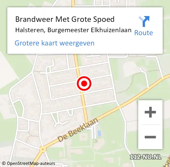 Locatie op kaart van de 112 melding: Brandweer Met Grote Spoed Naar Halsteren, Burgemeester Elkhuizenlaan op 5 juni 2016 16:34