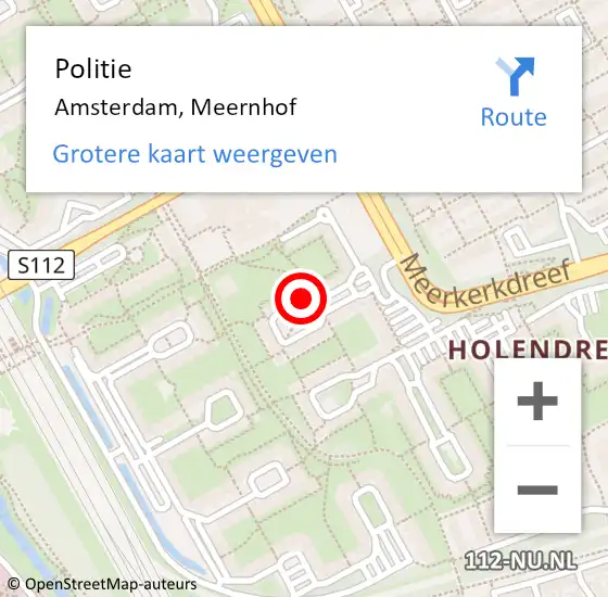 Locatie op kaart van de 112 melding: Politie Amsterdam, Meernhof op 5 juni 2016 21:05