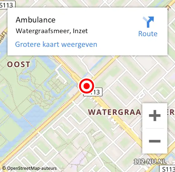 Locatie op kaart van de 112 melding: Ambulance Watergraafsmeer, Inzet op 5 juni 2016 22:35
