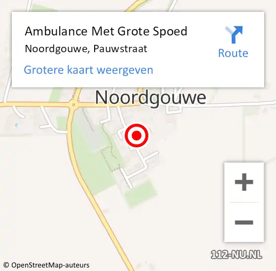 Locatie op kaart van de 112 melding: Ambulance Met Grote Spoed Naar Noordgouwe, Pauwstraat op 6 juni 2016 00:09