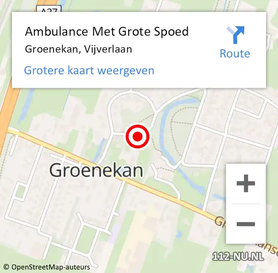 Locatie op kaart van de 112 melding: Ambulance Met Grote Spoed Naar Groenekan, Vijverlaan op 6 juni 2016 03:49