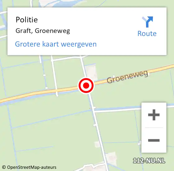 Locatie op kaart van de 112 melding: Politie Graft, Groeneweg op 6 juni 2016 08:00
