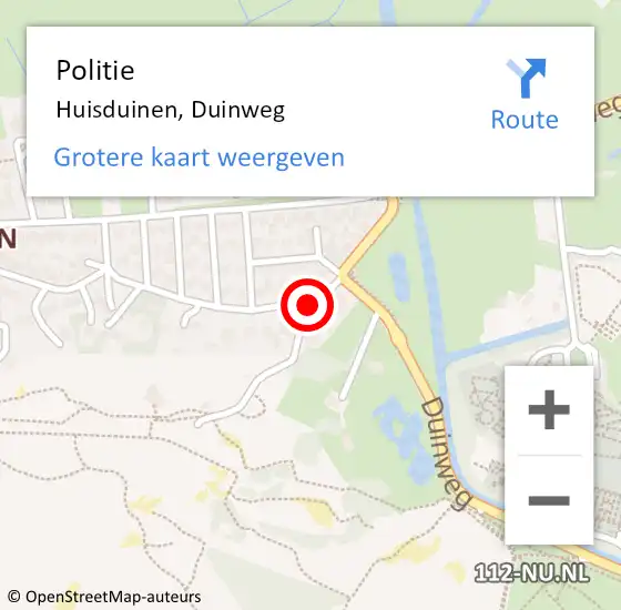 Locatie op kaart van de 112 melding: Politie Huisduinen, Duinweg op 6 juni 2016 16:54
