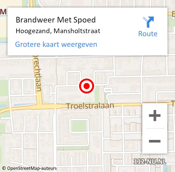 Locatie op kaart van de 112 melding: Brandweer Met Spoed Naar Hoogezand, Mansholtstraat op 7 juni 2016 09:45