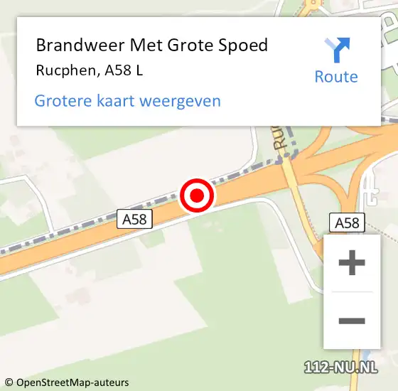 Locatie op kaart van de 112 melding: Brandweer Met Grote Spoed Naar Rucphen, A58 R hectometerpaal: 85,0 op 17 december 2013 13:49
