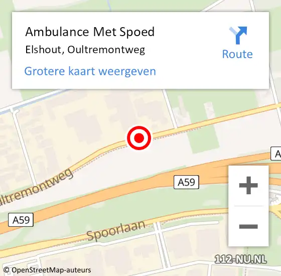 Locatie op kaart van de 112 melding: Ambulance Met Spoed Naar Elshout, Oultremontweg op 7 juni 2016 14:33