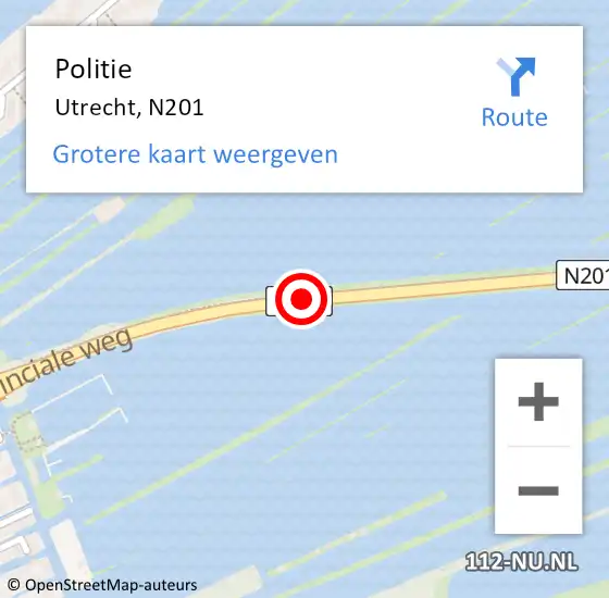 Locatie op kaart van de 112 melding: Politie Utrecht, N201 op 17 december 2013 14:07