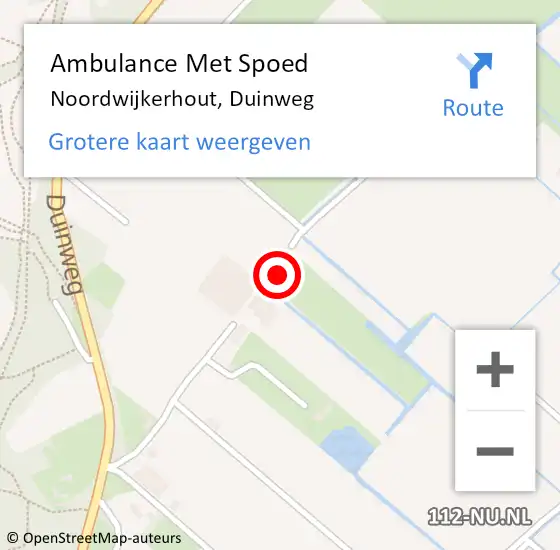 Locatie op kaart van de 112 melding: Ambulance Met Spoed Naar Noordwijkerhout, Duinweg op 7 juni 2016 19:47