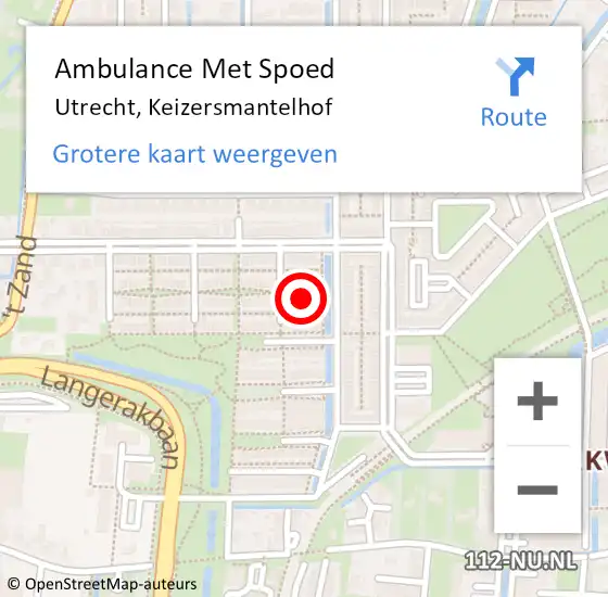 Locatie op kaart van de 112 melding: Ambulance Met Spoed Naar Utrecht, Keizersmantelhof op 8 juni 2016 09:19
