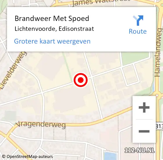 Locatie op kaart van de 112 melding: Brandweer Met Spoed Naar Lichtenvoorde, Edisonstraat op 8 juni 2016 11:04