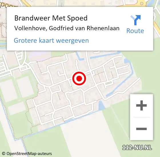 Locatie op kaart van de 112 melding: Brandweer Met Spoed Naar Vollenhove, Godfried van Rhenenlaan op 8 juni 2016 17:31
