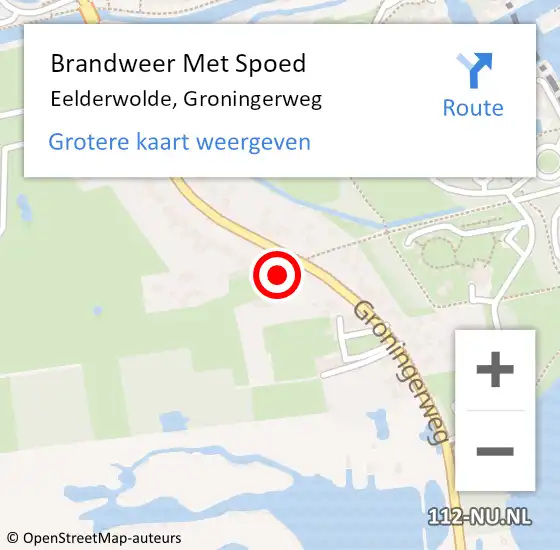 Locatie op kaart van de 112 melding: Brandweer Met Spoed Naar Eelderwolde, Groningerweg op 9 juni 2016 06:57