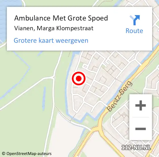 Locatie op kaart van de 112 melding: Ambulance Met Grote Spoed Naar Vianen, Marga Klompestraat op 17 december 2013 16:43