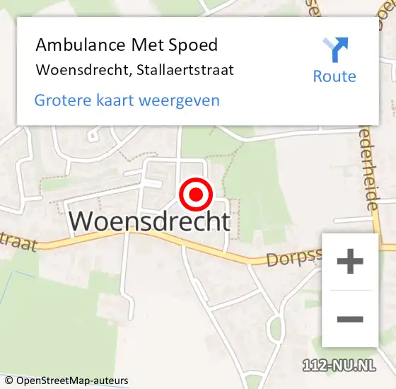 Locatie op kaart van de 112 melding: Ambulance Met Spoed Naar Woensdrecht, Stallaertstraat op 9 juni 2016 13:48