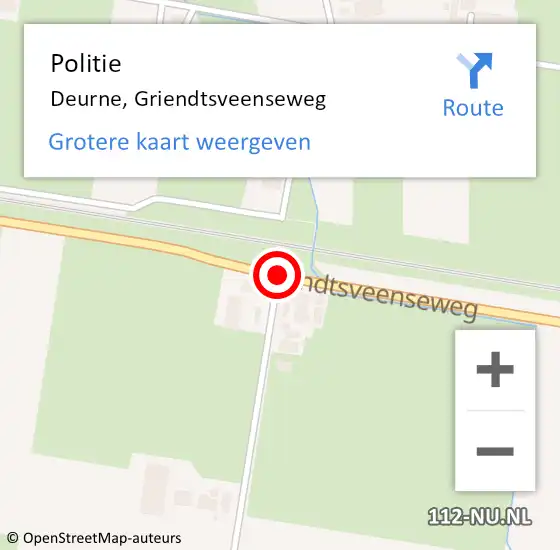 Locatie op kaart van de 112 melding: Politie Deurne, Griendtsveenseweg op 9 juni 2016 18:09