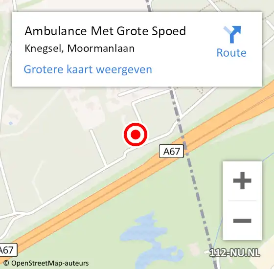 Locatie op kaart van de 112 melding: Ambulance Met Grote Spoed Naar Knegsel, Moormanlaan op 10 juni 2016 10:13