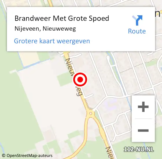 Locatie op kaart van de 112 melding: Brandweer Met Grote Spoed Naar Nijeveen, Nieuweweg op 10 juni 2016 11:39