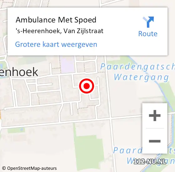Locatie op kaart van de 112 melding: Ambulance Met Spoed Naar 's-Heerenhoek, Van Zijlstraat op 10 juni 2016 18:16