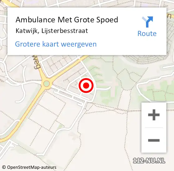 Locatie op kaart van de 112 melding: Ambulance Met Grote Spoed Naar Katwijk, Lijsterbesstraat op 11 juni 2016 05:45