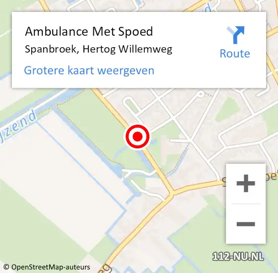 Locatie op kaart van de 112 melding: Ambulance Met Spoed Naar Spanbroek, Hertog Willemweg op 11 juni 2016 08:49