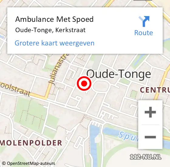 Locatie op kaart van de 112 melding: Ambulance Met Spoed Naar Oude-Tonge, Kerkstraat op 11 juni 2016 10:20