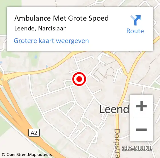 Locatie op kaart van de 112 melding: Ambulance Met Grote Spoed Naar Leende, Narcislaan op 11 juni 2016 12:58