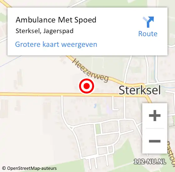 Locatie op kaart van de 112 melding: Ambulance Met Spoed Naar Sterksel, Jagerspad op 11 juni 2016 21:42