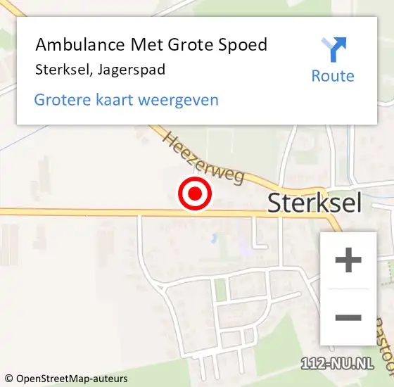 Locatie op kaart van de 112 melding: Ambulance Met Grote Spoed Naar Sterksel, Jagerspad op 11 juni 2016 21:46
