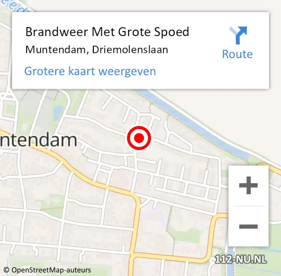 Locatie op kaart van de 112 melding: Brandweer Met Grote Spoed Naar Muntendam, Driemolenslaan op 11 juni 2016 21:56