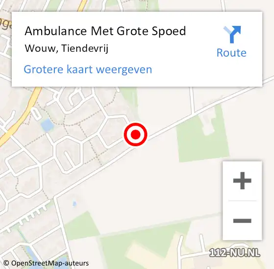 Locatie op kaart van de 112 melding: Ambulance Met Grote Spoed Naar Wouw, Tiendevrij op 12 juni 2016 07:55