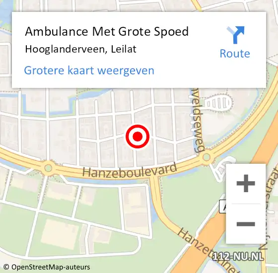Locatie op kaart van de 112 melding: Ambulance Met Grote Spoed Naar Hooglanderveen, Leilat op 12 juni 2016 08:03