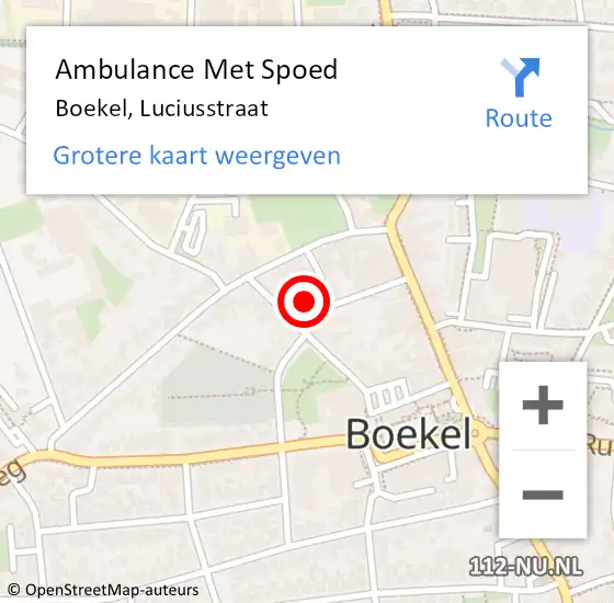 Locatie op kaart van de 112 melding: Ambulance Met Spoed Naar Boekel, Luciusstraat op 12 juni 2016 09:20