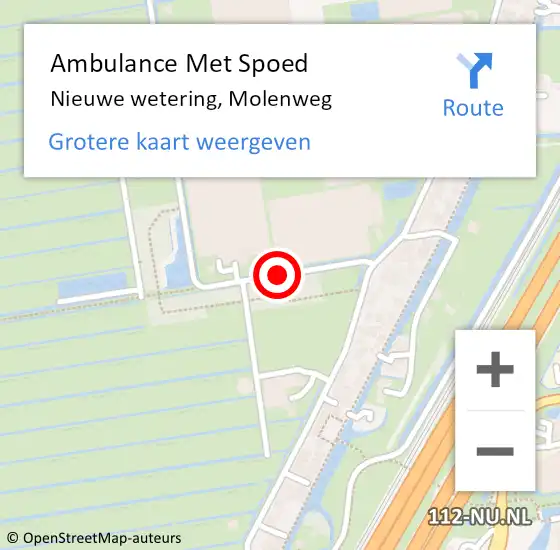 Locatie op kaart van de 112 melding: Ambulance Met Spoed Naar Nieuwe wetering, Molenweg op 12 juni 2016 10:49
