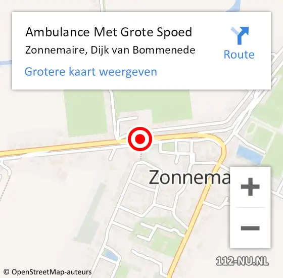Locatie op kaart van de 112 melding: Ambulance Met Grote Spoed Naar Zonnemaire, Dijk Van Bommenede op 12 juni 2016 14:52