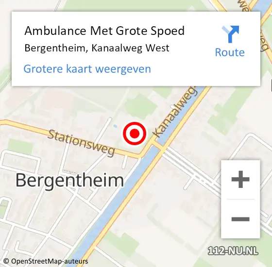 Locatie op kaart van de 112 melding: Ambulance Met Grote Spoed Naar Bergentheim, Kanaalweg West op 12 juni 2016 15:54