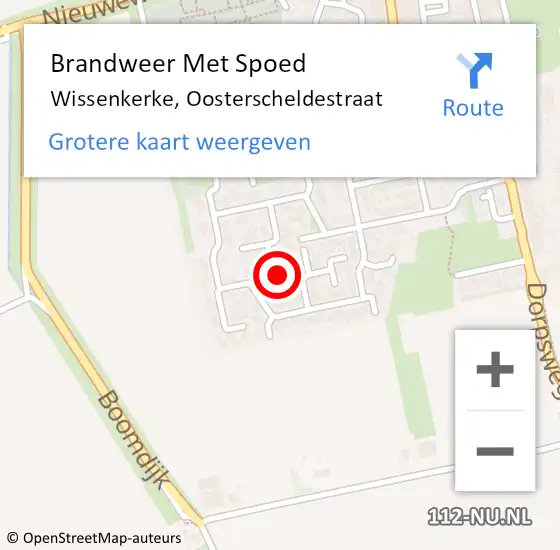 Locatie op kaart van de 112 melding: Brandweer Met Spoed Naar Wissenkerke, Oosterscheldestraat op 12 juni 2016 18:22