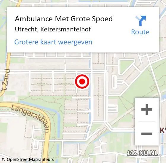 Locatie op kaart van de 112 melding: Ambulance Met Grote Spoed Naar Utrecht, Keizersmantelhof op 12 juni 2016 19:07