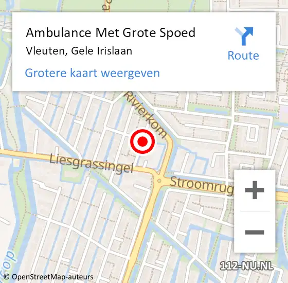 Locatie op kaart van de 112 melding: Ambulance Met Grote Spoed Naar Vleuten, Gele Irislaan op 12 juni 2016 19:33