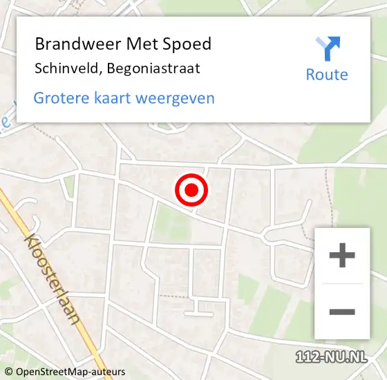 Locatie op kaart van de 112 melding: Brandweer Met Spoed Naar Schinveld, Begoniastraat op 12 juni 2016 22:39
