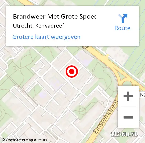 Locatie op kaart van de 112 melding: Brandweer Met Grote Spoed Naar Utrecht, Kenyadreef op 13 juni 2016 03:57