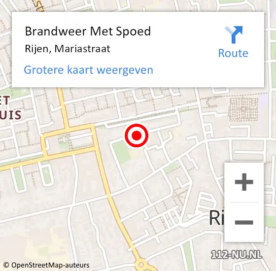 Locatie op kaart van de 112 melding: Brandweer Met Spoed Naar Rijen, Mariastraat op 13 juni 2016 13:11