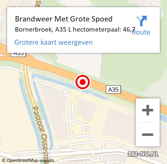 Locatie op kaart van de 112 melding: Brandweer Met Grote Spoed Naar Bornerbroek, A35 R hectometerpaal: 47,4 op 13 juni 2016 17:21