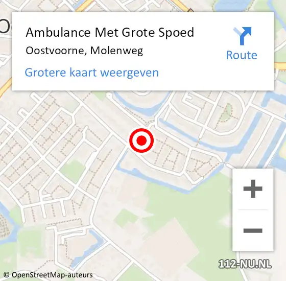 Locatie op kaart van de 112 melding: Ambulance Met Grote Spoed Naar Oostvoorne, Molenweg op 13 juni 2016 20:06
