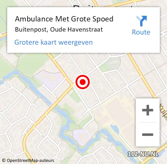 Locatie op kaart van de 112 melding: Ambulance Met Grote Spoed Naar Buitenpost, Oude Havenstraat op 13 juni 2016 20:57
