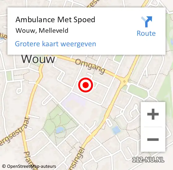 Locatie op kaart van de 112 melding: Ambulance Met Spoed Naar Wouw, Melleveld op 13 juni 2016 21:58