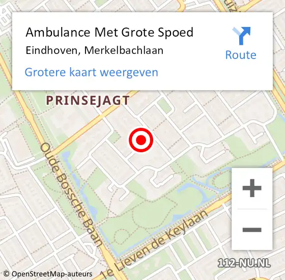 Locatie op kaart van de 112 melding: Ambulance Met Grote Spoed Naar Eindhoven, Merkelbachlaan op 14 juni 2016 04:49