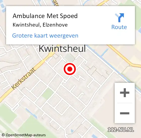 Locatie op kaart van de 112 melding: Ambulance Met Spoed Naar Kwintsheul, Elzenhove op 14 juni 2016 12:06