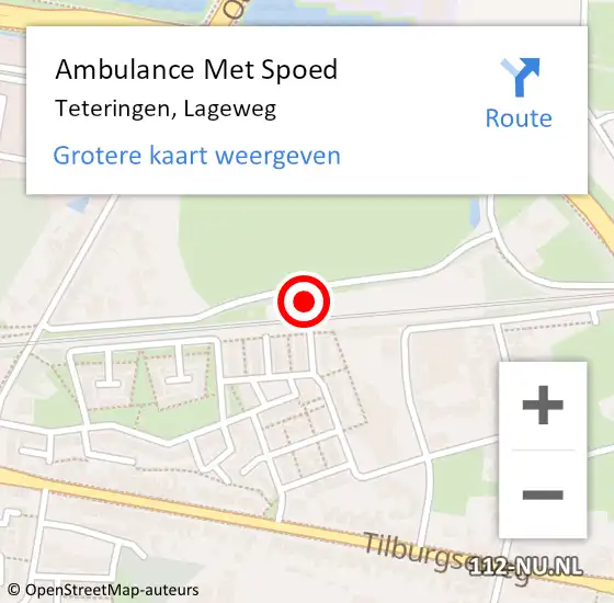 Locatie op kaart van de 112 melding: Ambulance Met Spoed Naar Teteringen, Lageweg op 14 juni 2016 14:47